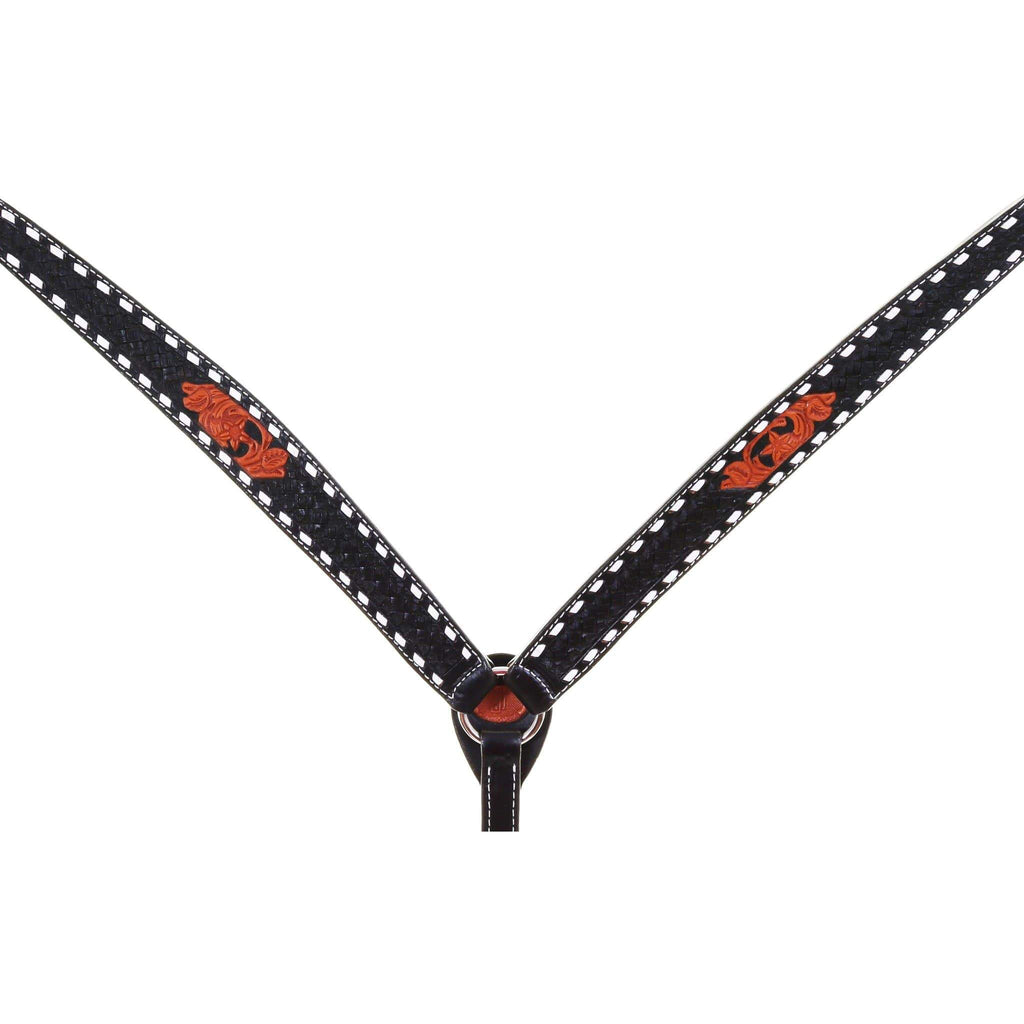Bc943A - Black And Natural Buck Stitched Breast Collar Tack