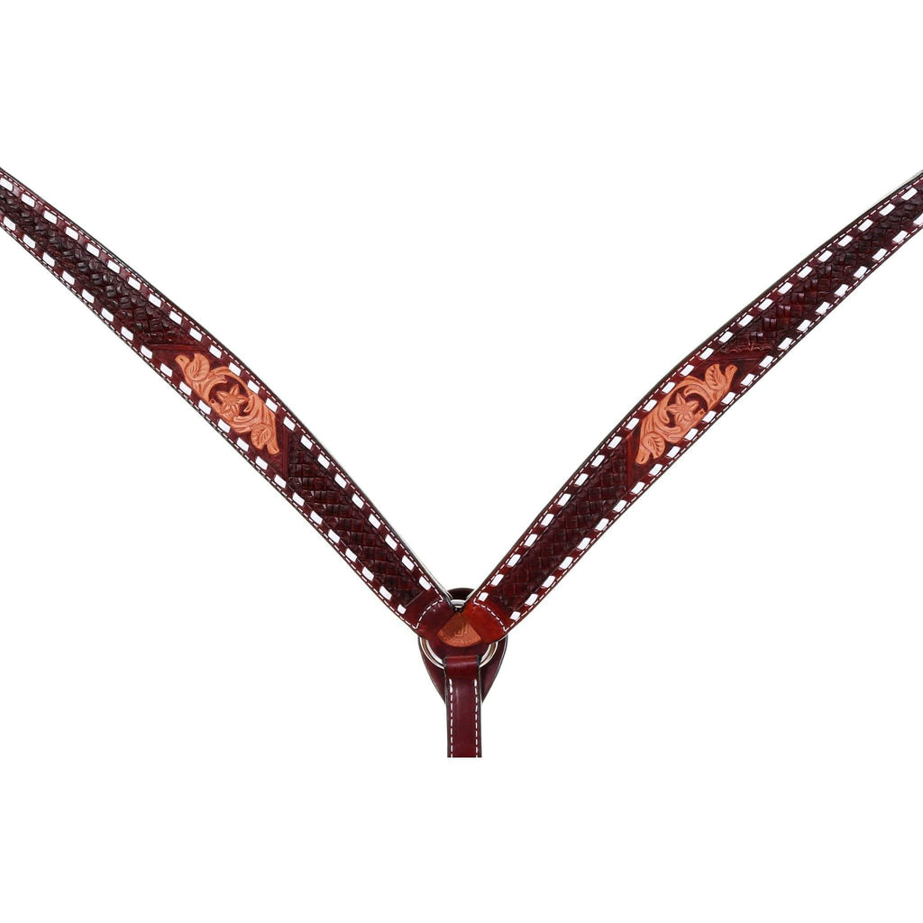 Bc949 - Cognac And Natural Buck Stitched Breast Collar Tack