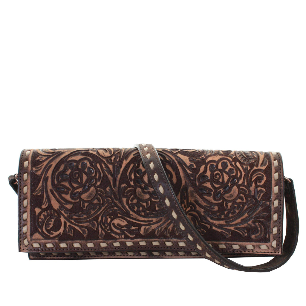 Bch46 - Tularosa Brown Vintage Buckle Clutch Handbag
