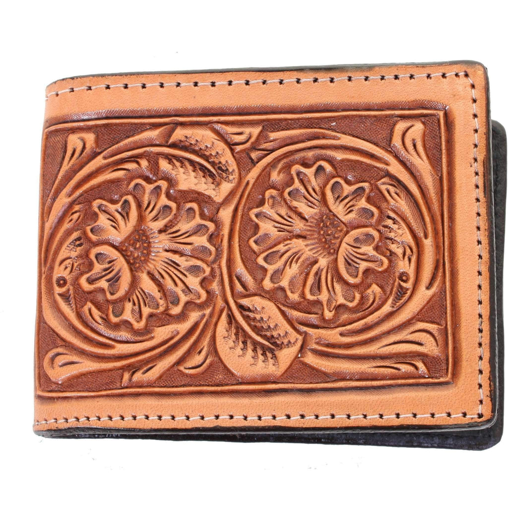 Bf02 - Hand-Tooled Mens Bifold Wallet Wallet