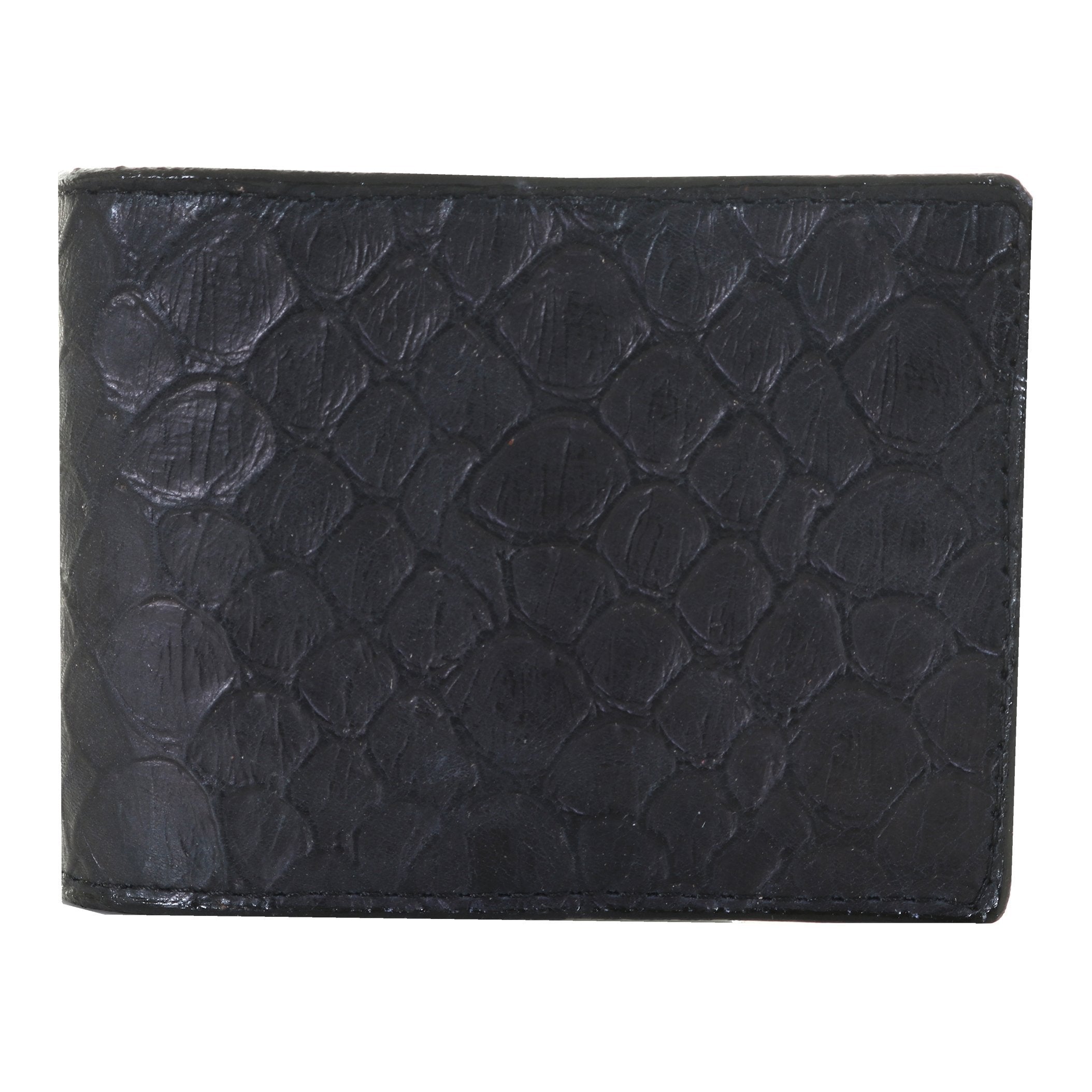 BF55 - Black African Fish Scale Print Bifold Wallet - Double J Saddlery