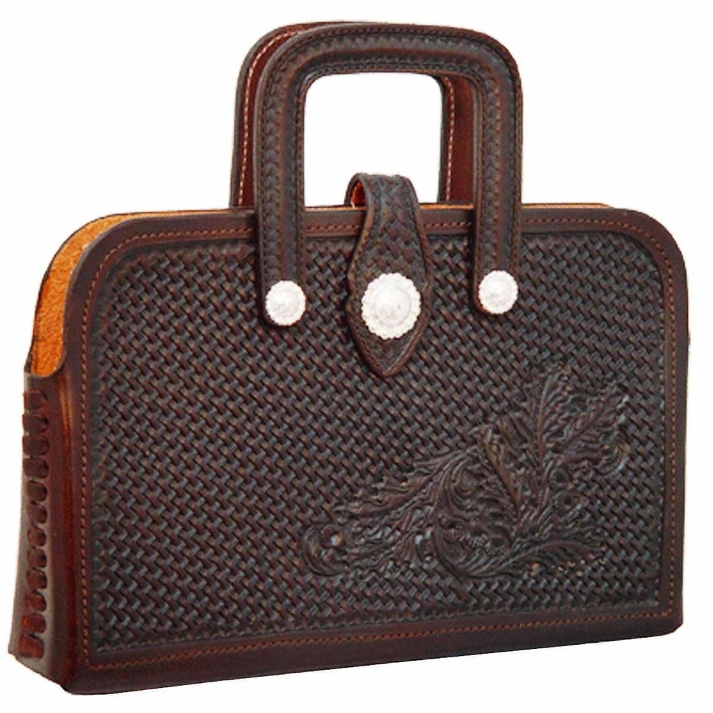 Briefcase04 - Basketweave Tooled Brown Briefcase Accessories