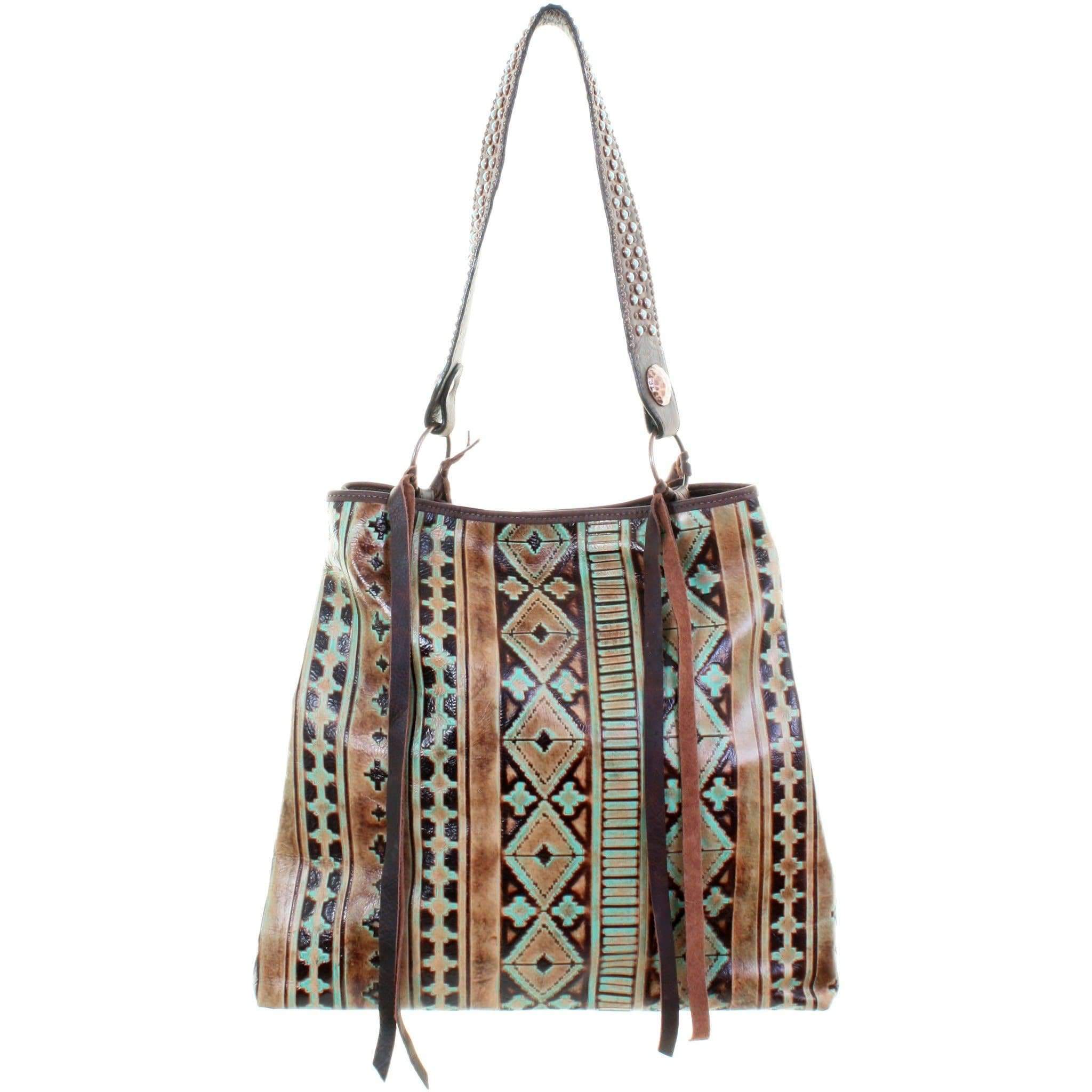 BT133 - Navajo Turquoise and Brown Big Tote - Double J Saddlery