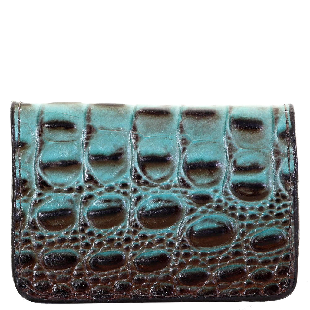 Bus77 - Turquoise/brown King Croc Print Business Card Holder Accessories