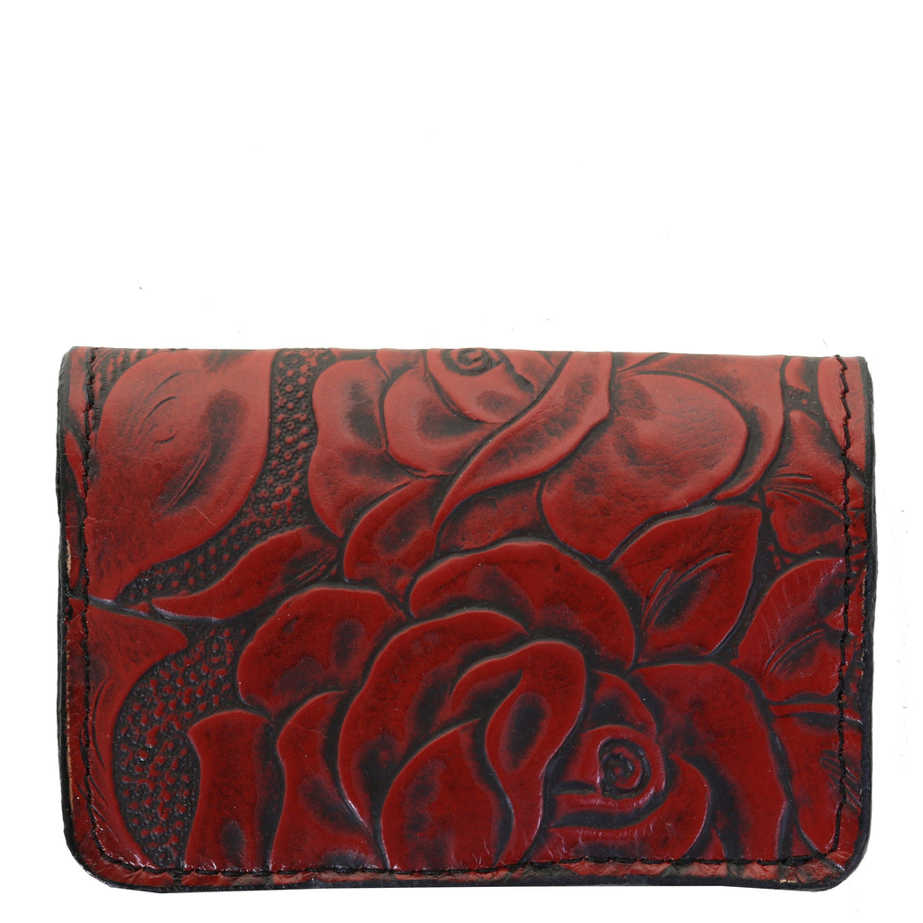 Bus90 - Red Antique Floral Business Card Holder Accessories