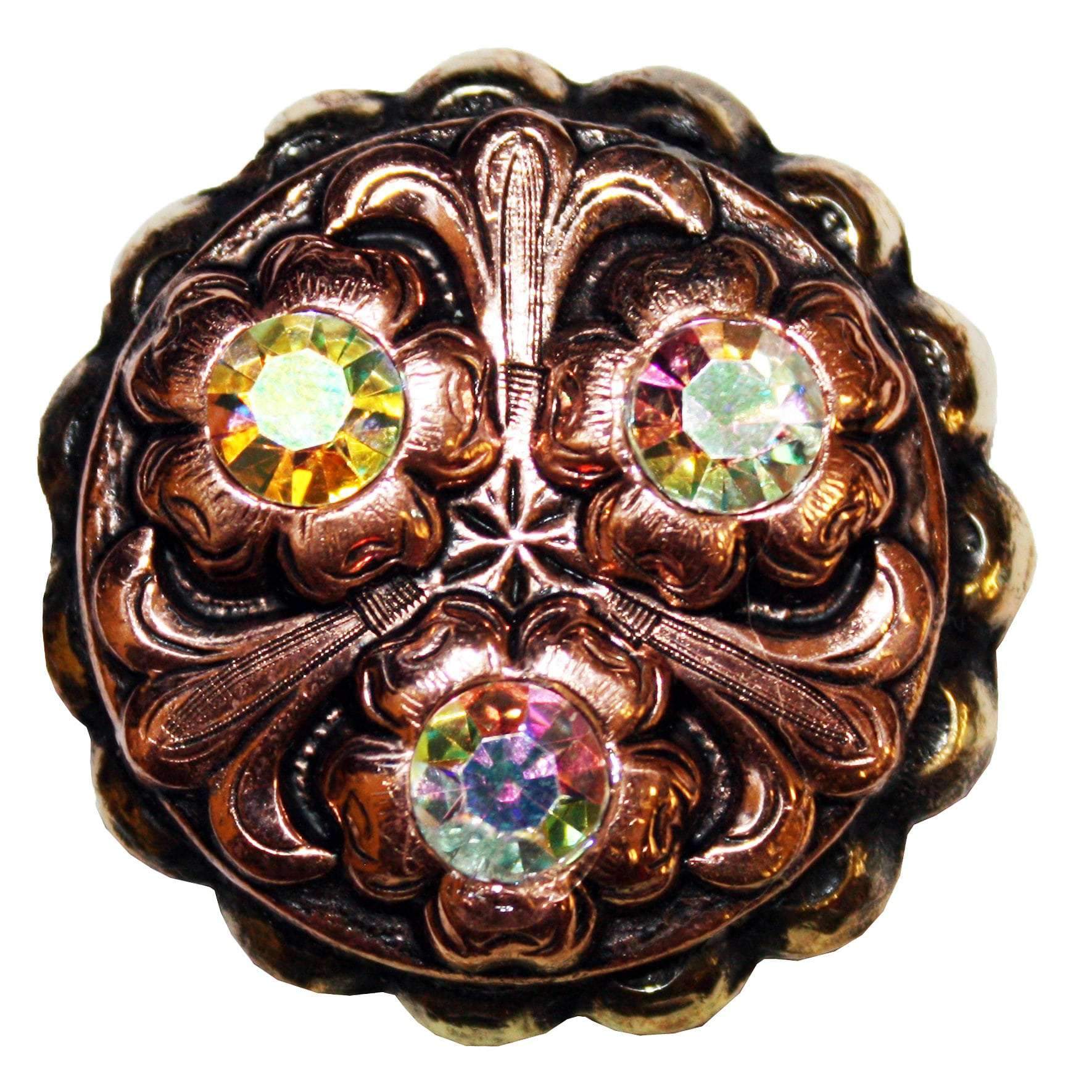 C1527 - Antique Copper With 3 Crystal Concho Concho