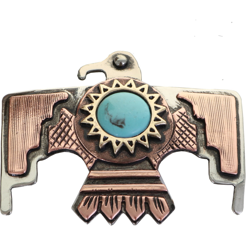 C1568 - Copper Thunderbird Concho With Turquoise Stone
