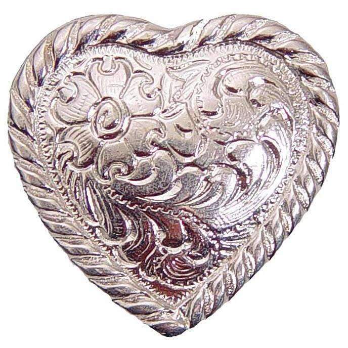 C410 - Silver Heart With Rope Edge Concho Concho