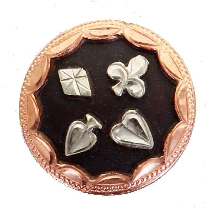 C493 - Rusty Silver Suit of Cards Concho - Double J Saddlery