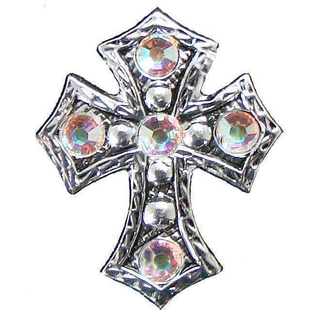 C670 - Antique Silver And Crystals Cross Concho Concho