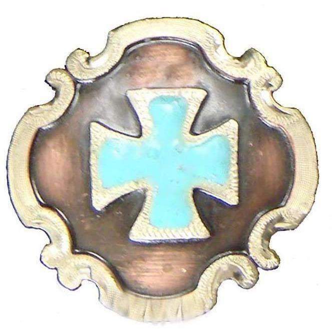 C916 - Turquoise Cross And Copper Concho Concho