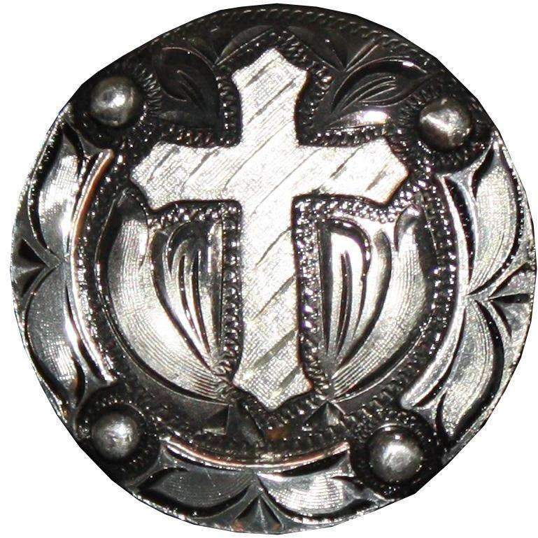 C948 - Antique Engraved Silver Cross Concho Concho