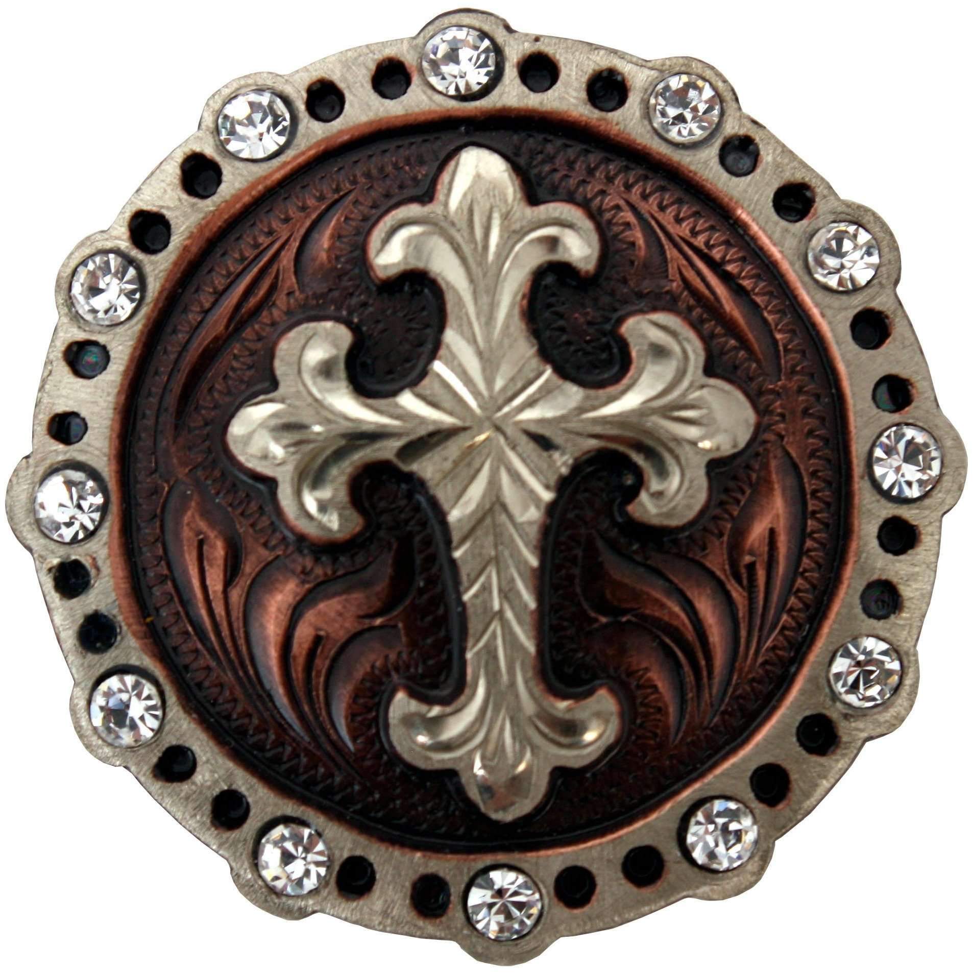 C976 - Antique Silver And Copper Cross Concho Concho