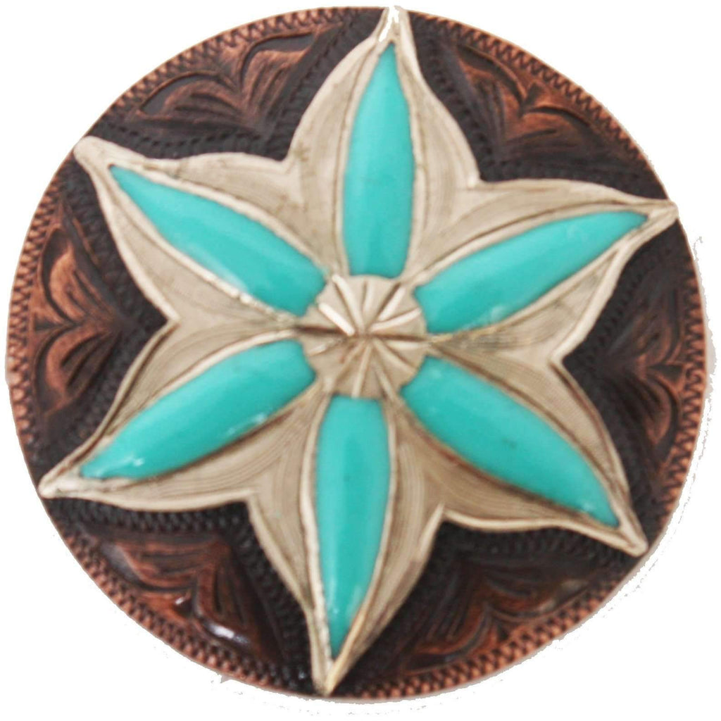 C982 - Copper And Turquoise Flower Concho Concho