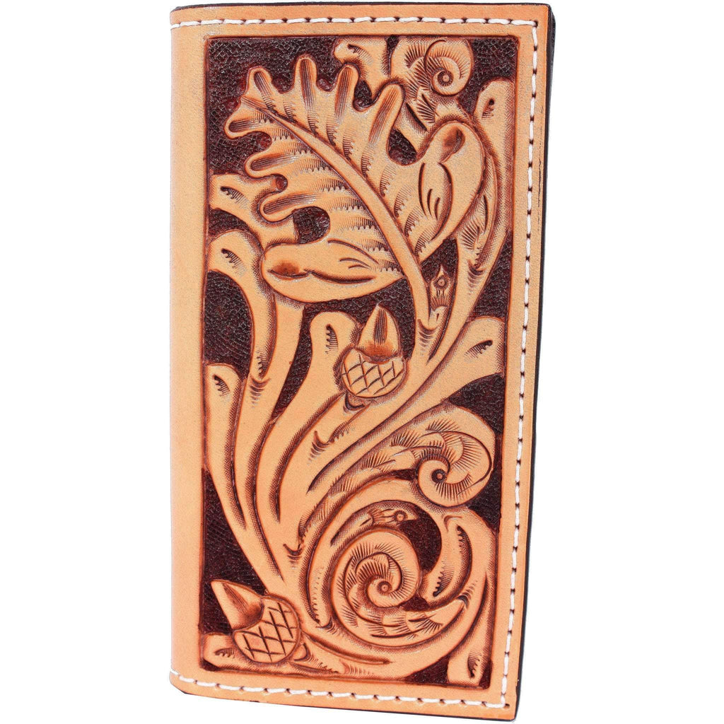 Cb01 - Hand-Tooled Checkbook Wallet Wallet