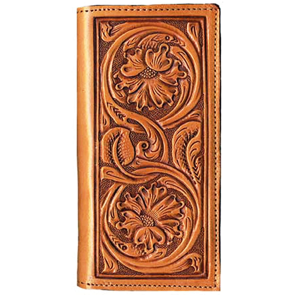 Cb04 - Hand-Tooled Checkbook Wallet Wallet