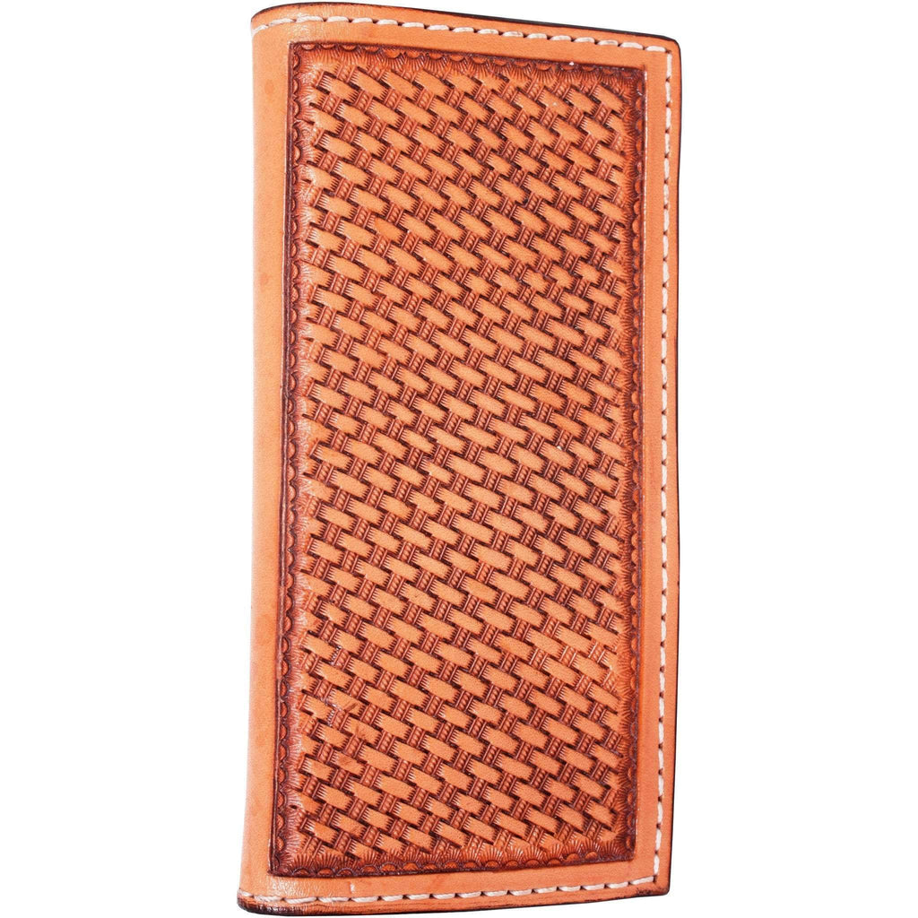 Cb08A - Hand-Tooled Checkbook Wallet Wallet