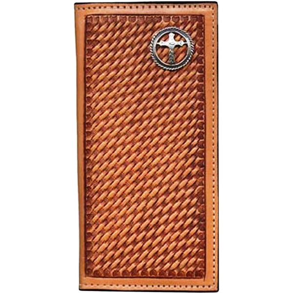 CB08 - Hand-Tooled Checkbook Wallet - Double J Saddlery