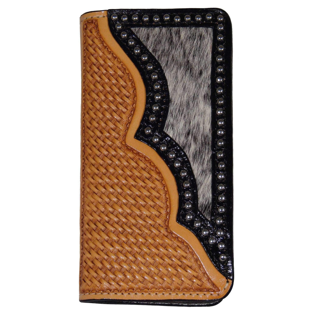 Cb24 - Hand-Tooled Inlayed Checkbook Wallet Wallet