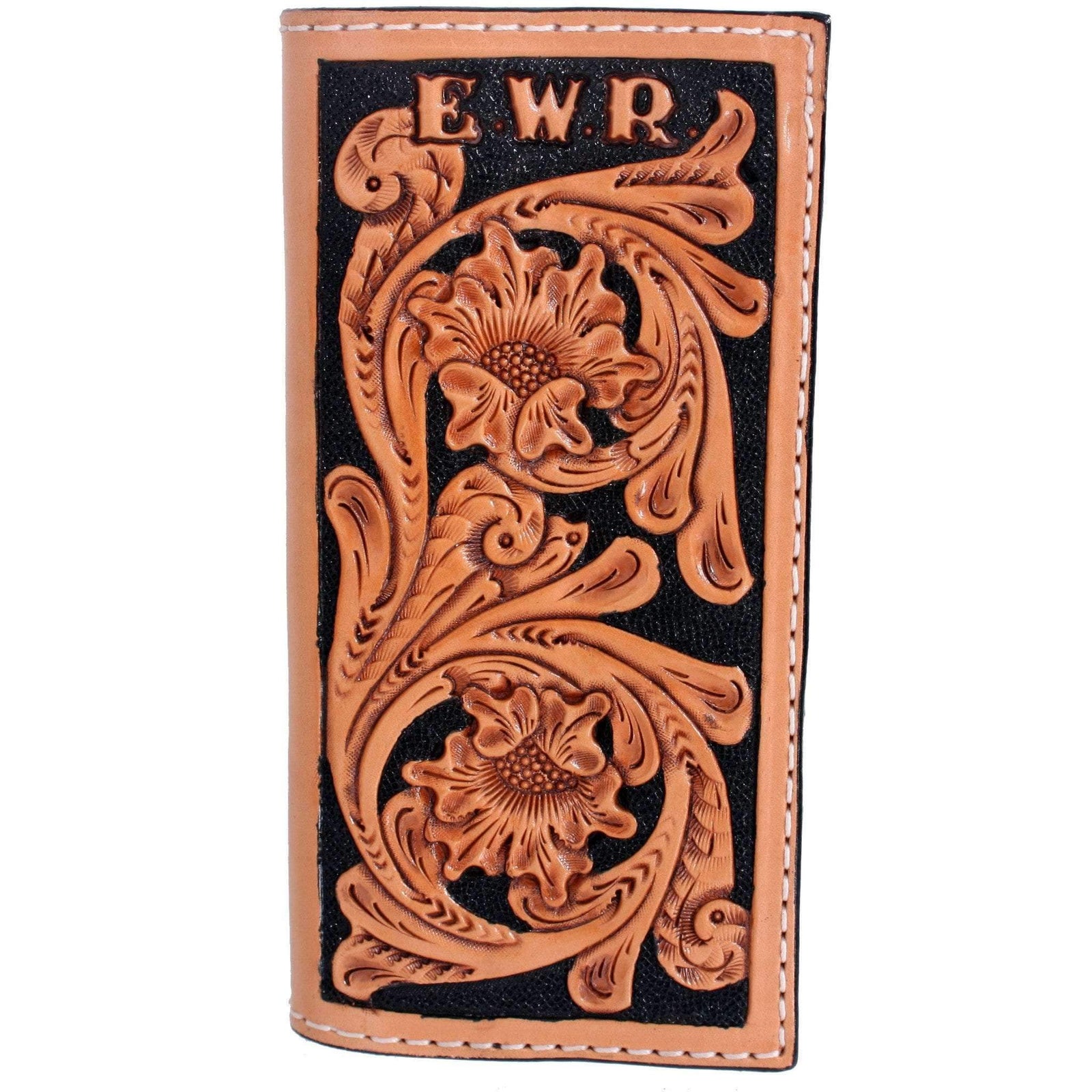 CB30 - Hand-Tooled Checkbook Wallet - Double J Saddlery