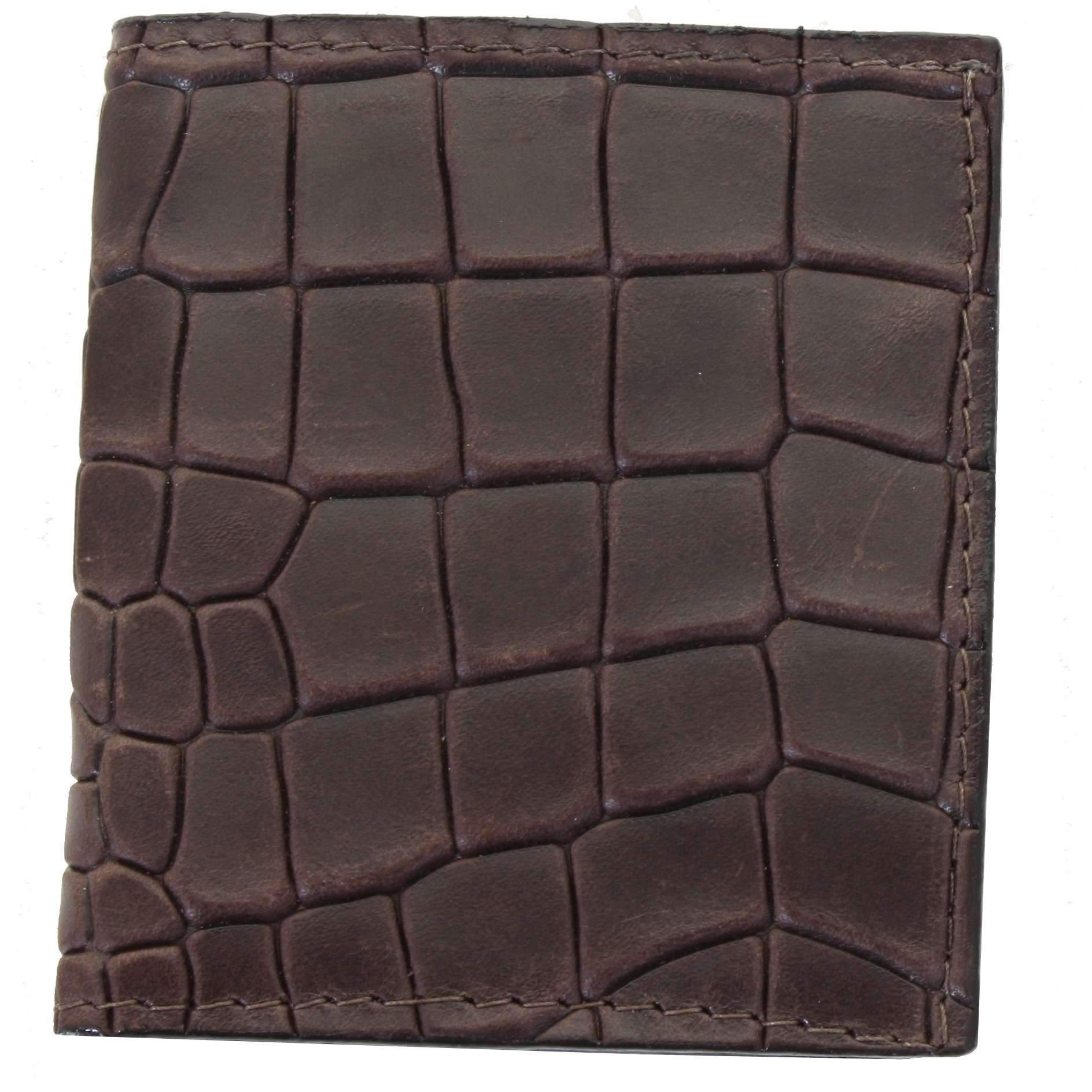 Ccw08 - Brown Diamond Back Crocodile Print Credit Card Wallet Wallet