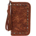 Co138 - Vintage Cognac Ostrich Clutch Organizer Handbag