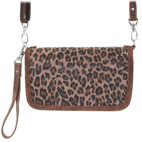 Co187 - Cheetah Tan Suede Print Clutch Organizer Handbag
