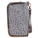 Co200 - Grey And Copper Ostrich Print Clutch Organizer Handbag