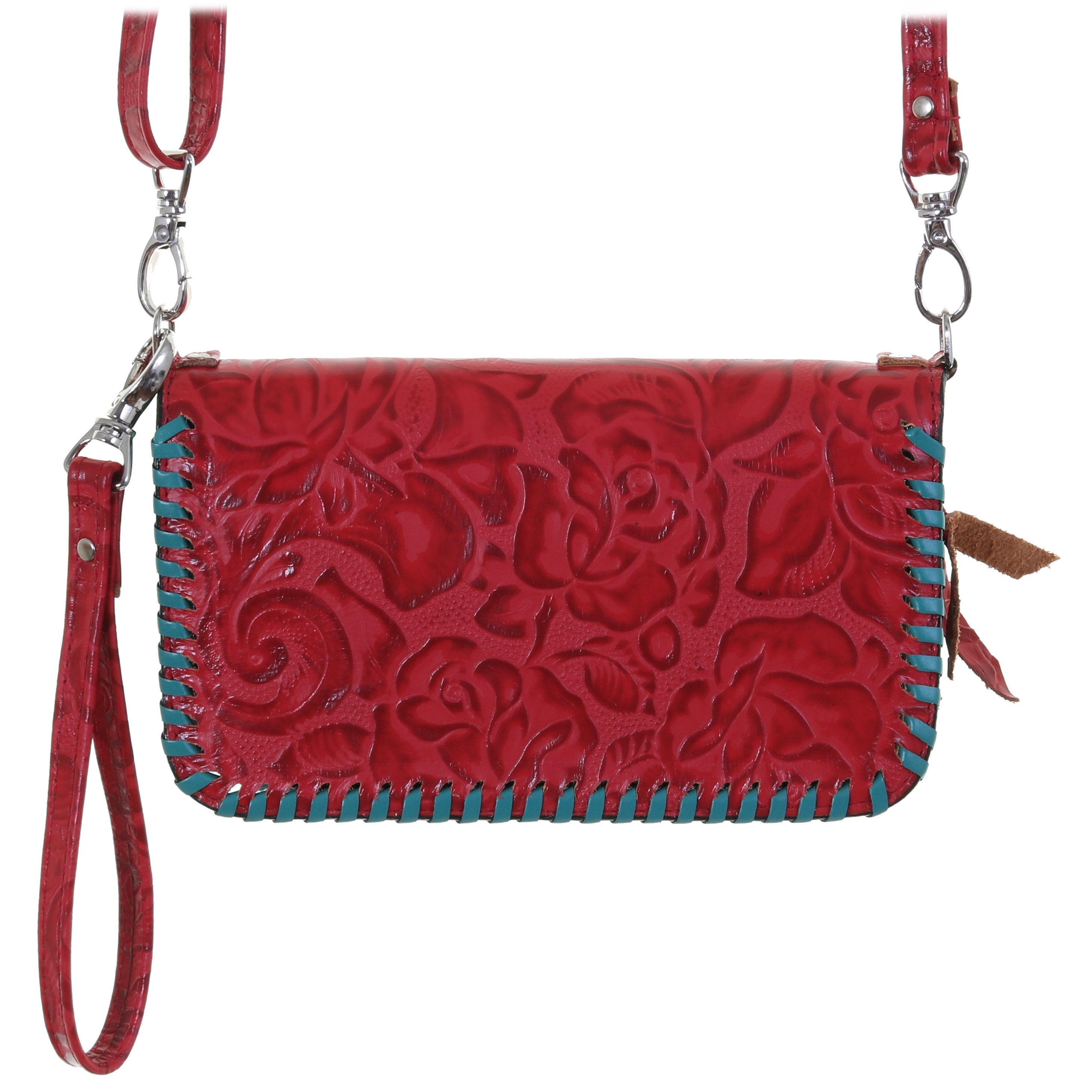 Co205 - Red Floral Print Clutch Organizer Handbag