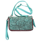 Co206 - Turquoise Antique Floral Print Clutch Organizer Handbag