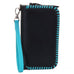 Co208 - Black Chap And Turquoise Whip Stitch Clutch Organizer Handbag