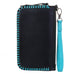 Co208 - Black Chap And Turquoise Whip Stitch Clutch Organizer Handbag