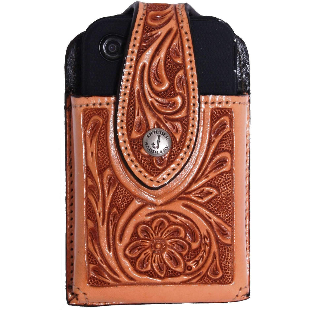 Cpc17 - Natural Leather Tooled Cell Phone Holder Accessories