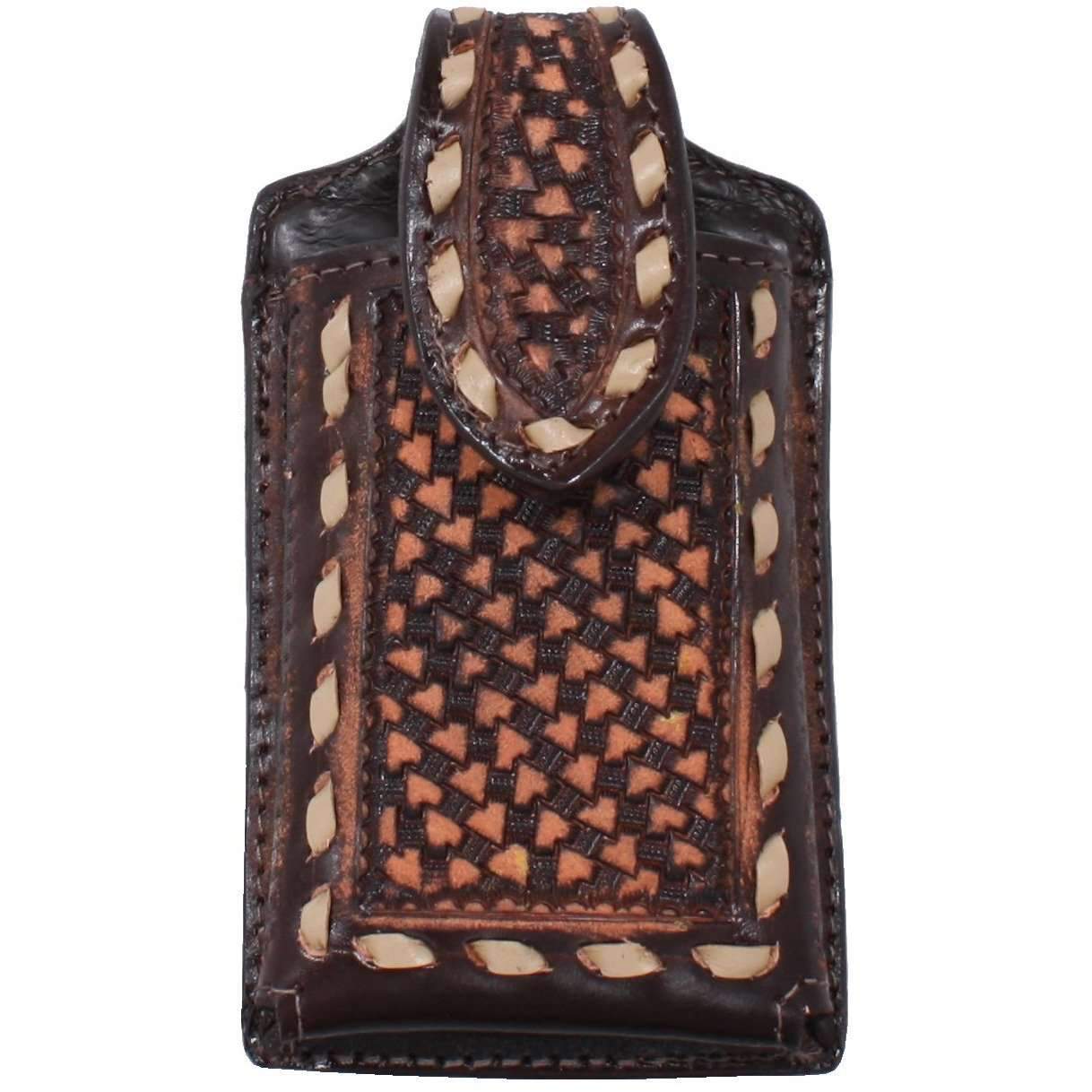 Cpc42 - Brown Vintage Tooled Cell Phone Holder Accessories