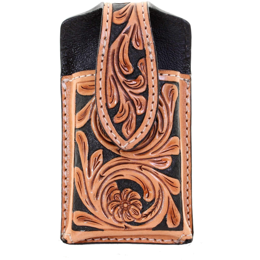 Cpc60 - Natural Leather Tooled Cell Phone Holder Accessories
