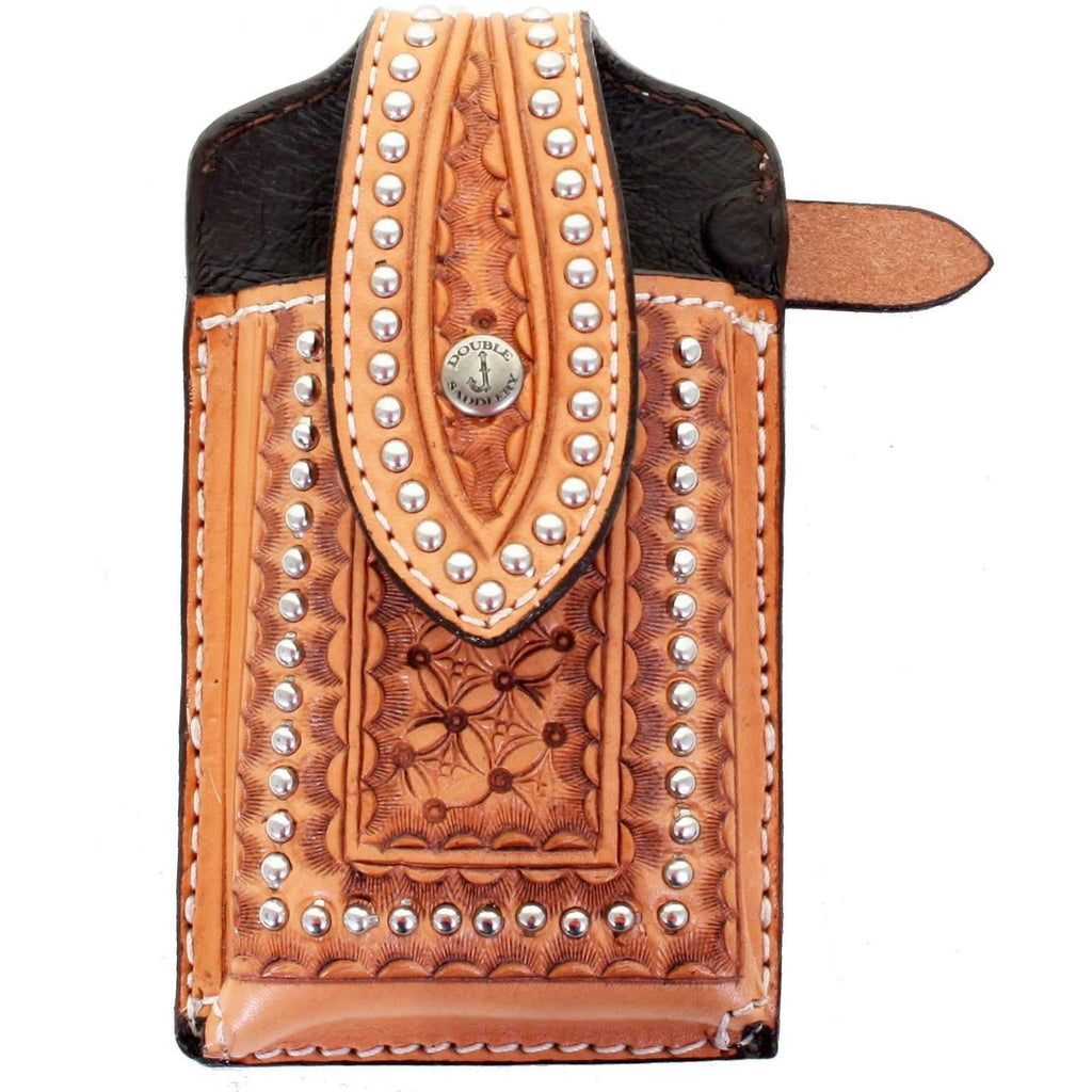 Cpc71 - Natural Leather Tooled Cell Phone Holder Accessories