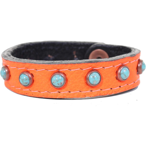 Cuf3/429 - 3/4 Super Neon Orange Leather Cuff Jewelry