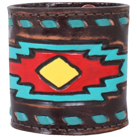 Cuf330 - 3Brown Vintage Cuff With Arrow Tooled Design Jewelry