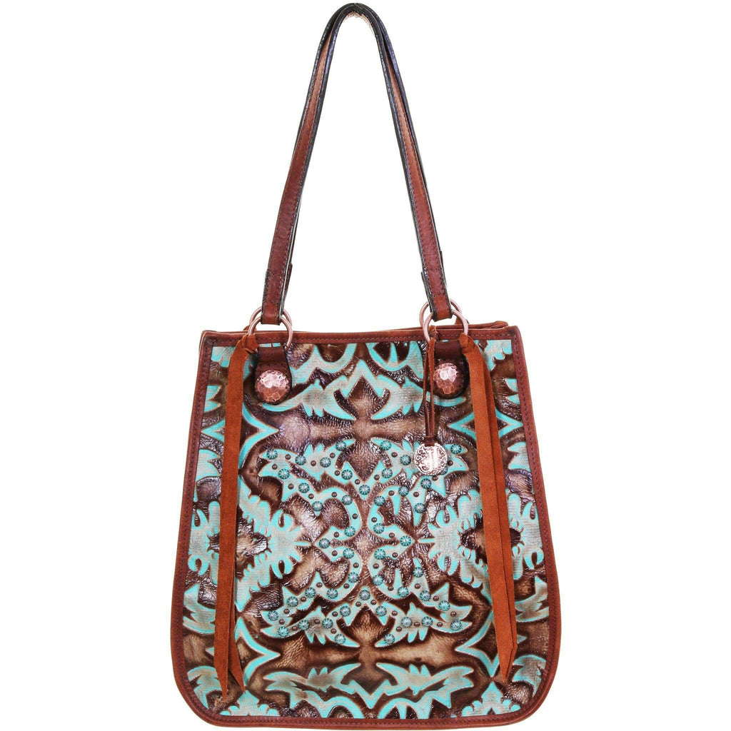 Db69 - Turquoise/brown Laredo Doctors Bag Handbag