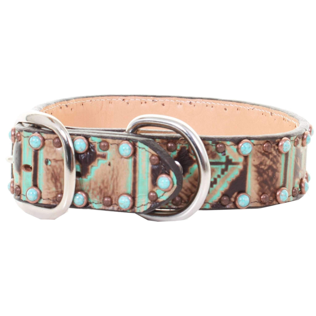 Dc37A - Navajo Turquoise And Brown Dog Collar Accessories