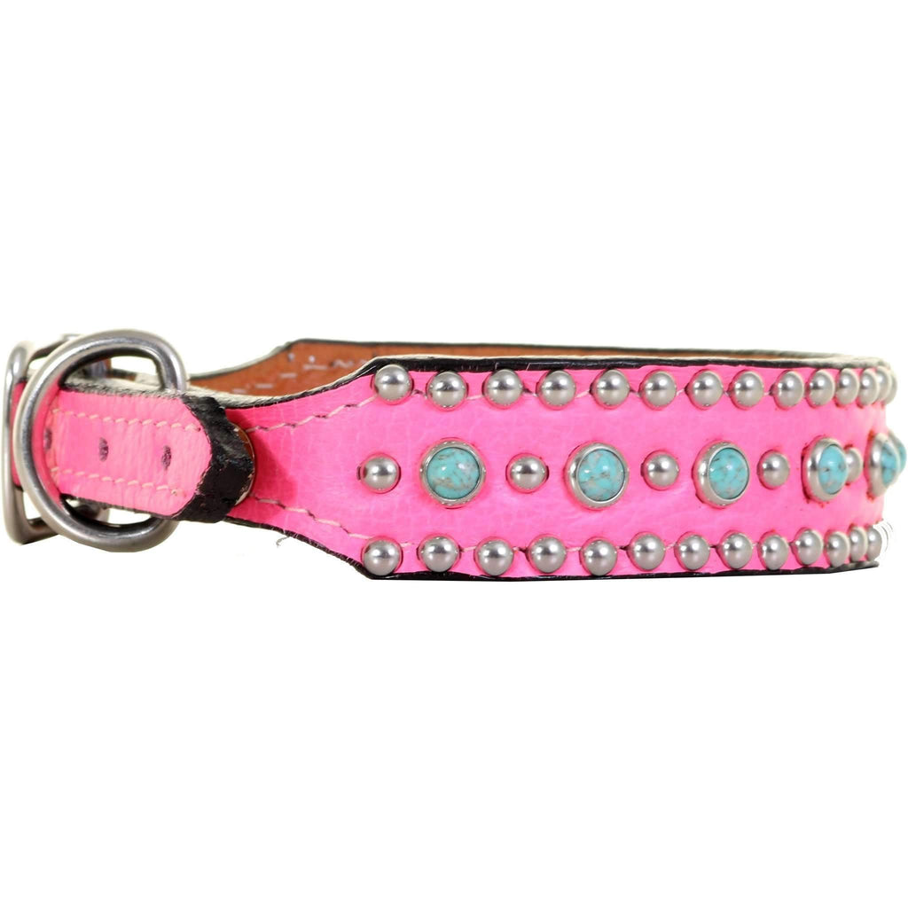 Dc41 - Neon Pink Leather Dog Collar Accessories