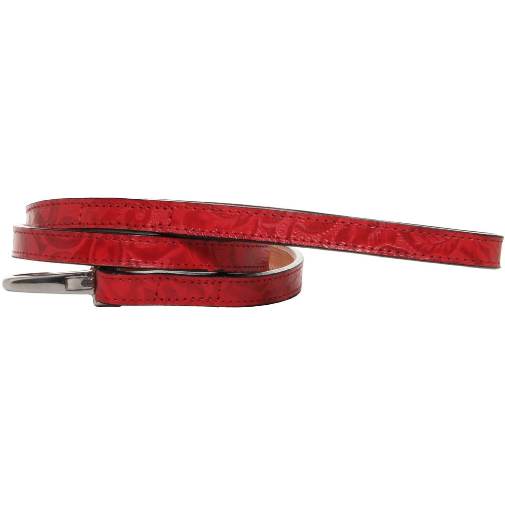 Dl04 - Red Eagle Floral Leather Dog Leash Accessories