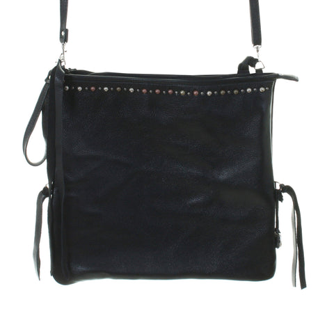 Es02 - Black Chap Envelope Satchel Handbag