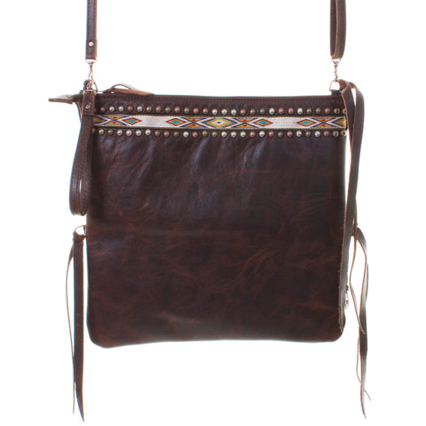 Es05 - Chocolate Pull-Up Inlayed Envelope Satchel Handbag