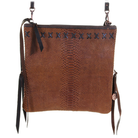 Es14 - Anaconda Print Leather Envelope Satchel Handbag