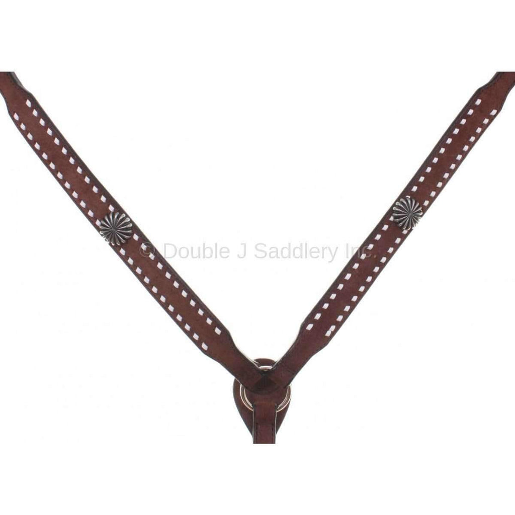 Bc678 - Brown Rough Out Buckstitched Breast Collar Tack