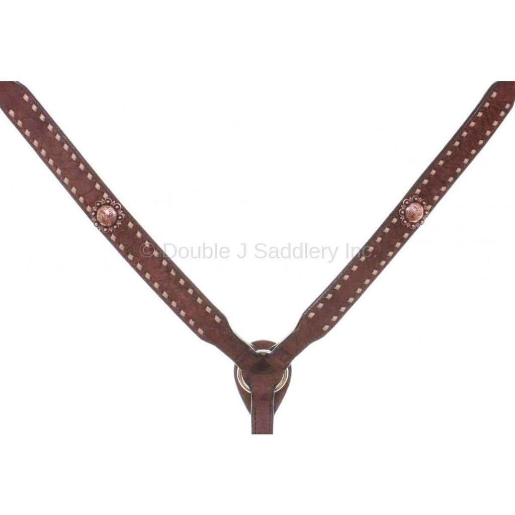 Bc679 - Brown Rough Out Buckstitched Breast Collar Tack