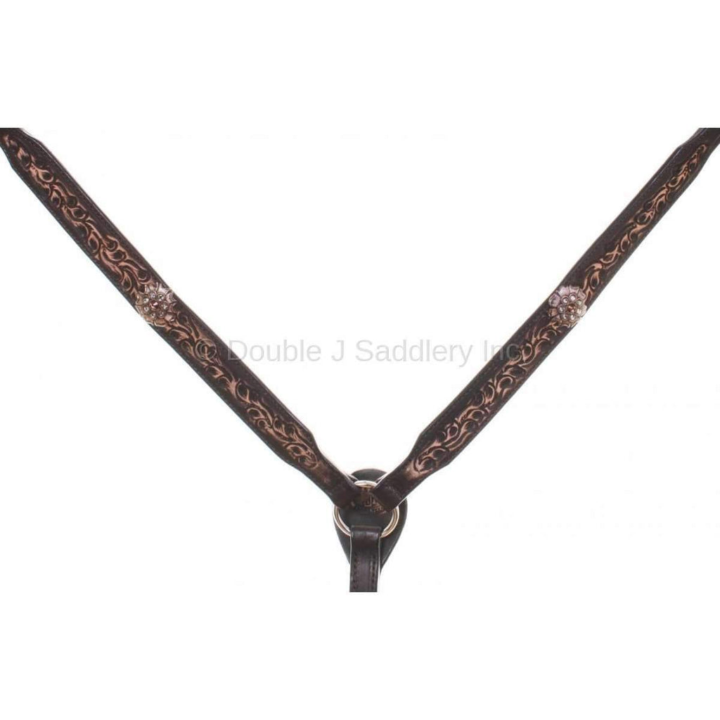 Bc681 - Brown Vintage Tooled Breast Collar Tack