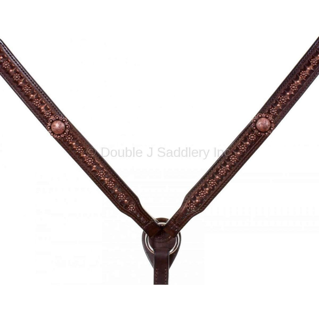 Bc531A - Brown Vintage Flower Studded Breast Collar Tack