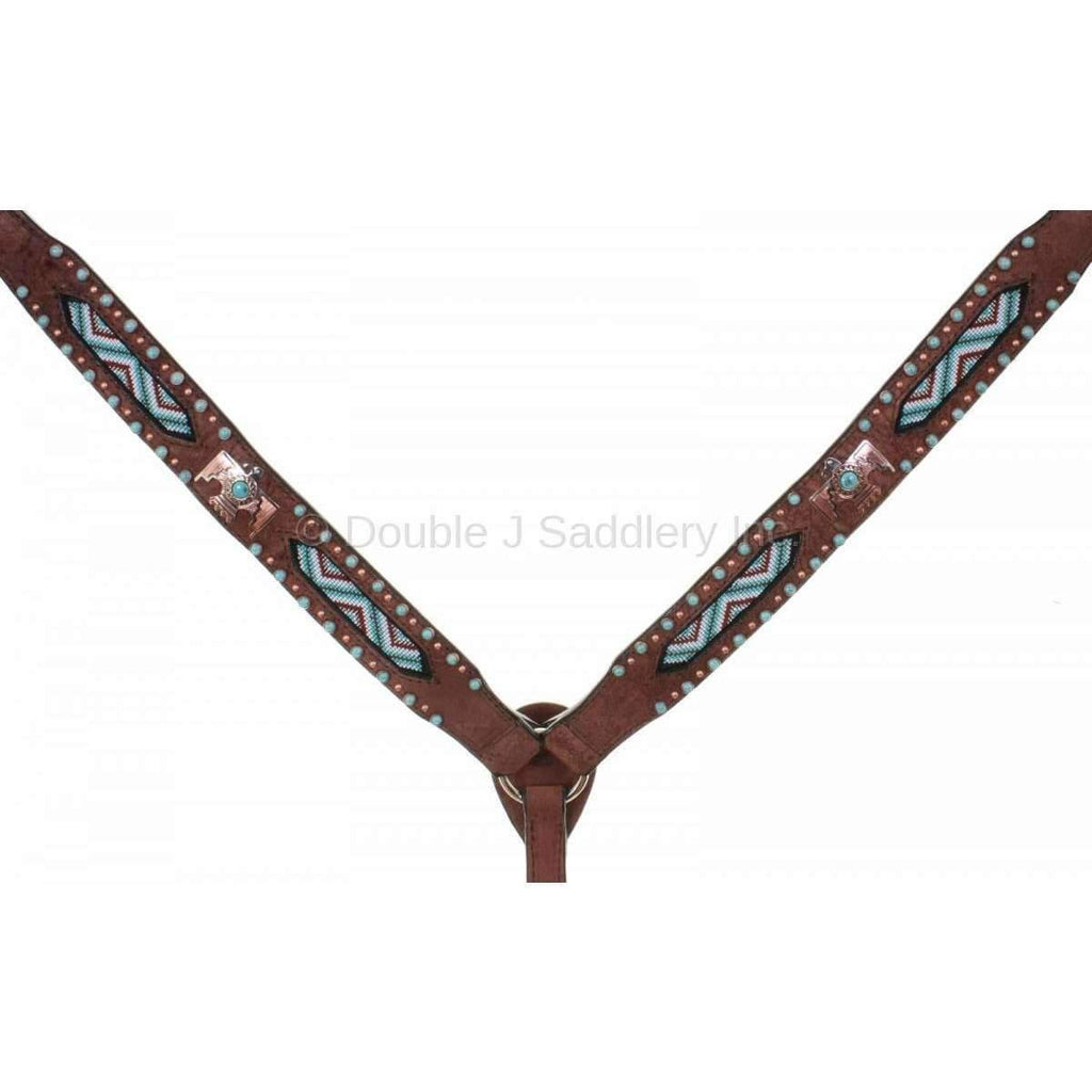 Bc856 - Brown Rough Out Beaded Breast Collar Tack